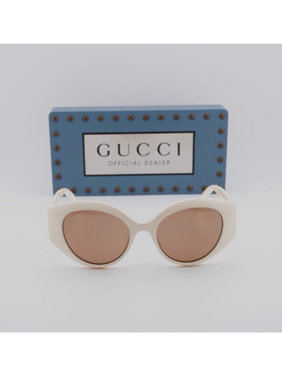 Gucci GG0809S 002 Cat Eye Sunglasses - Ivory / Brown main image 5